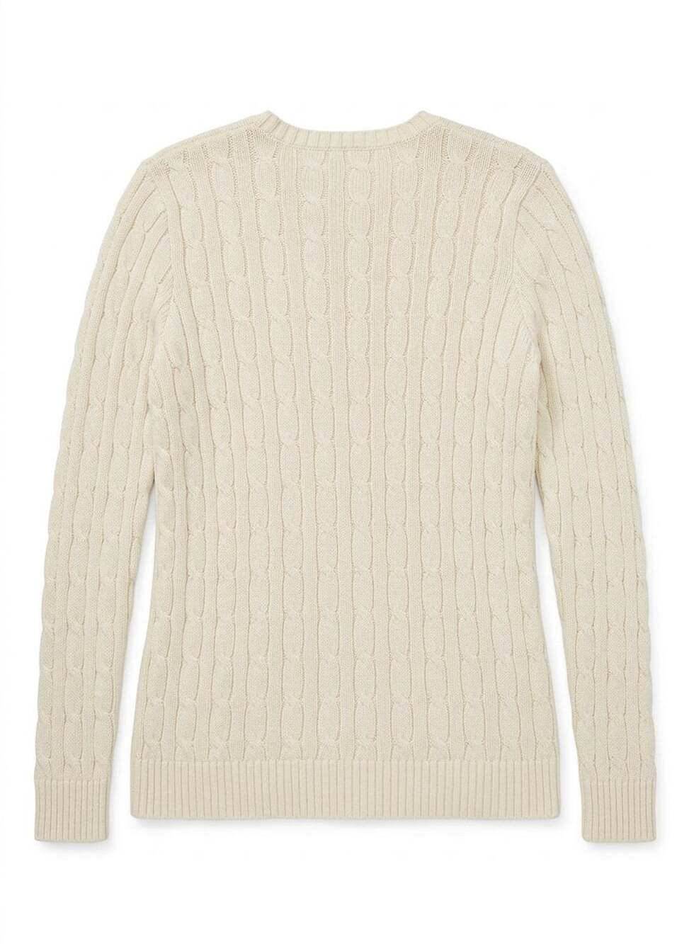 Lauren Ralph Lauren Ivory Crest Cable Knit Pullover Sweater Combed Cotton M - Picture 3 of 6